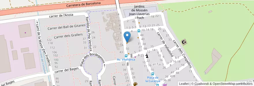 Mapa de ubicacion de Bar Tenerife en Espanha, Catalunha, Barcelona, Garraf, Vilanova I La Geltrú.