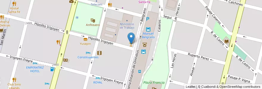 Mapa de ubicacion de Bar Terminal en Argentine, Santa Fe, Departamento La Capital, Santa Fe Capital, Santa Fe.