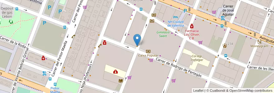 Mapa de ubicacion de Bar Trafalgar en スペイン, バレンシア州, València / Valencia, Comarca De València, València.