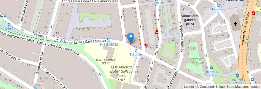 Mapa de ubicacion de Bar Unamuno en 西班牙, 巴斯克, 比斯开, Bilboaldea, 毕尔巴鄂.