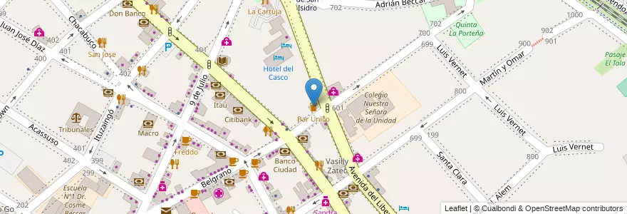 Mapa de ubicacion de Bar Único en Argentina, Buenos Aires, Partido De San Isidro, San Isidro.