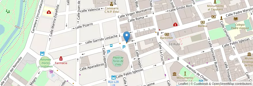 Mapa de ubicacion de Bar Vespa Club en İspanya, Comunitat Valenciana, Alacant / Alicante, El Vinalopó Mitjà / El Vinalopó Medio, Elda.