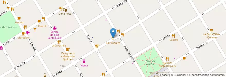 Mapa de ubicacion de Bar Yuppies en Argentinië, Buenos Aires, Partido De Quilmes, Quilmes.
