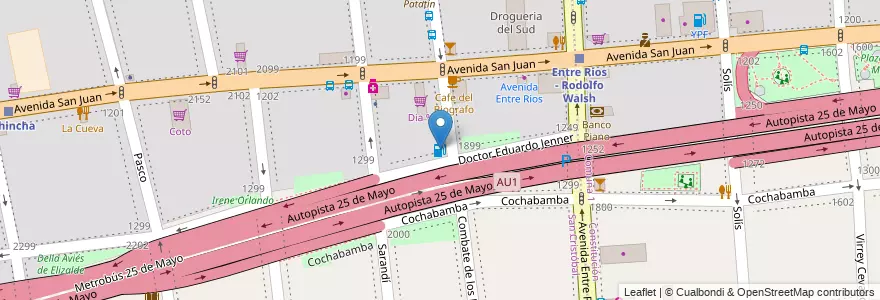 Mapa de ubicacion de Barato Gas, San Cristobal en Argentinië, Ciudad Autónoma De Buenos Aires, Comuna 3, Buenos Aires.