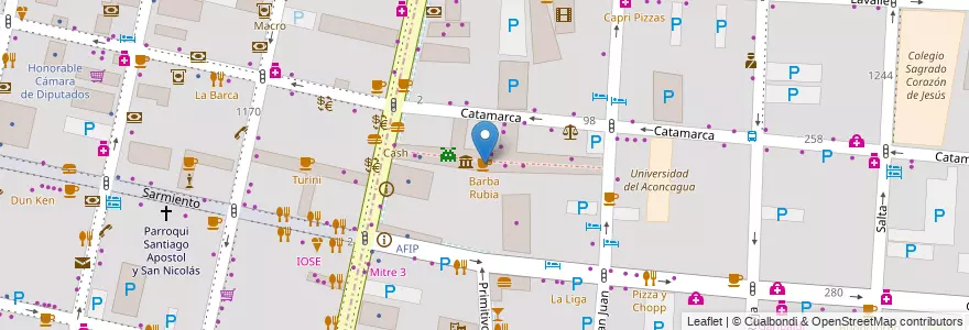 Mapa de ubicacion de Barba Rubia en Argentina, Chile, Mendoza, Departamento Capital, Ciudad De Mendoza, Sección 3ª Parque O'Higgins.