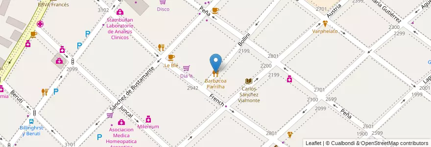 Mapa de ubicacion de Barbacoa Parrilha, Recoleta en Argentinië, Ciudad Autónoma De Buenos Aires, Comuna 2, Buenos Aires.