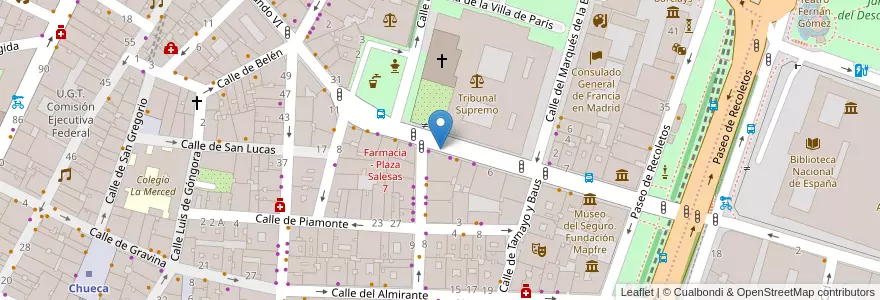 Mapa de ubicacion de BARBARA DE BRAGANZA, CALLE, DE,2 en 西班牙, Comunidad De Madrid, Comunidad De Madrid, Área Metropolitana De Madrid Y Corredor Del Henares, Madrid.
