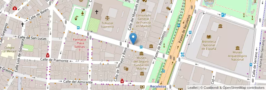 Mapa de ubicacion de BARBARA DE BRAGANZA, CALLE, DE,7 en إسبانيا, منطقة مدريد, منطقة مدريد, Área Metropolitana De Madrid Y Corredor Del Henares, مدريد.