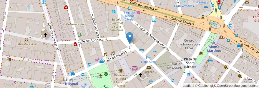 Mapa de ubicacion de Barceló en スペイン, マドリード州, Comunidad De Madrid, Área Metropolitana De Madrid Y Corredor Del Henares, Madrid.