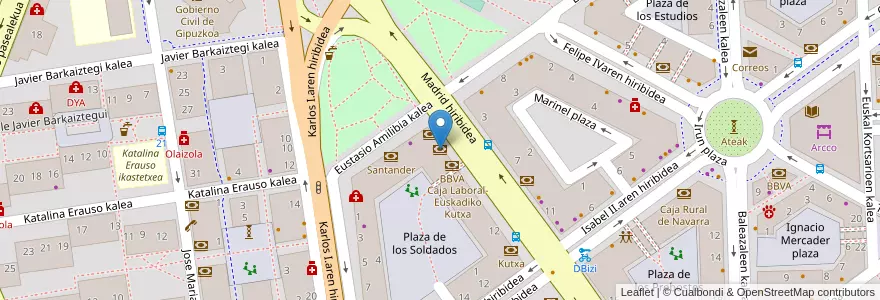 Mapa de ubicacion de Barclays en 스페인, Euskadi, Gipuzkoa, Donostialdea, Donostia/San Sebastián.