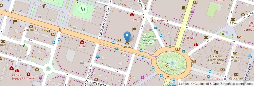 Mapa de ubicacion de Barclays en 西班牙, 巴斯克, 比斯开, Bilboaldea, 毕尔巴鄂.
