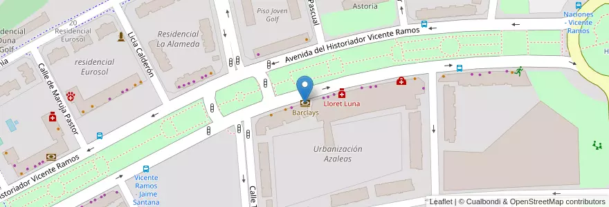 Mapa de ubicacion de Barclays en スペイン, バレンシア州, Alacant / Alicante, L'Alacantí, Alacant / Alicante.