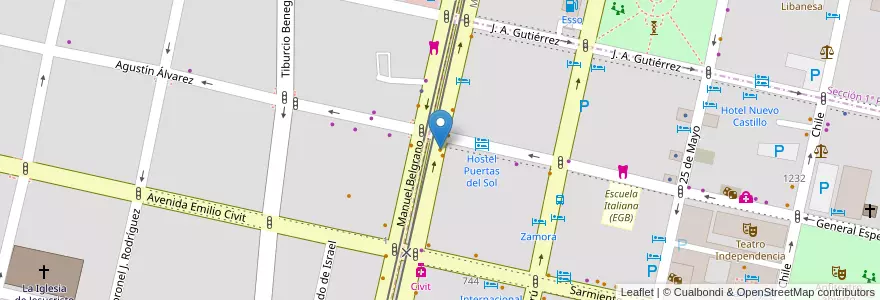 Mapa de ubicacion de bardot en Argentinië, Chili, Mendoza, Departamento Capital, Sección 2ª Barrio Cívico, Ciudad De Mendoza.