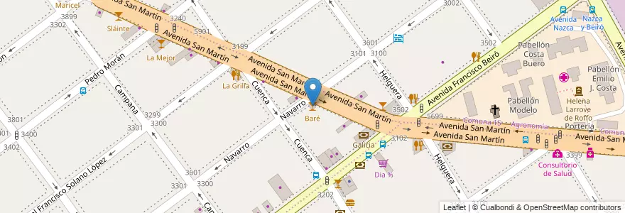 Mapa de ubicacion de Baré, Villa Devoto en Arjantin, Ciudad Autónoma De Buenos Aires, Buenos Aires, Comuna 11.