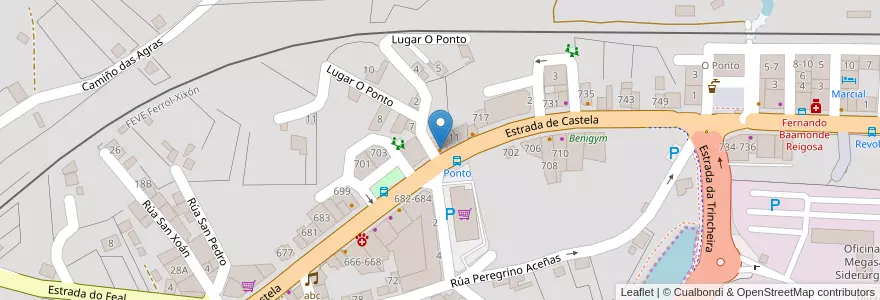 Mapa de ubicacion de Bariloche en Spagna, Galizia, A Coruña, Ferrol, Narón.