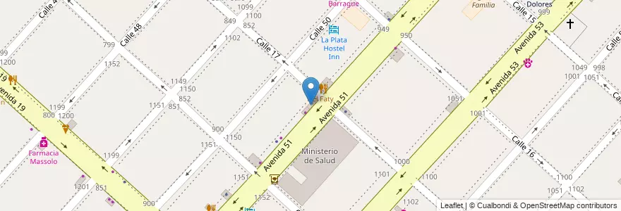 Mapa de ubicacion de Barista, Casco Urbano en Argentina, Provincia Di Buenos Aires, Partido De La Plata, La Plata.