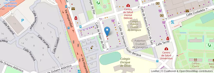 Mapa de ubicacion de Baro Dental en スペイン, アラゴン州, サラゴサ, Zaragoza, サラゴサ.