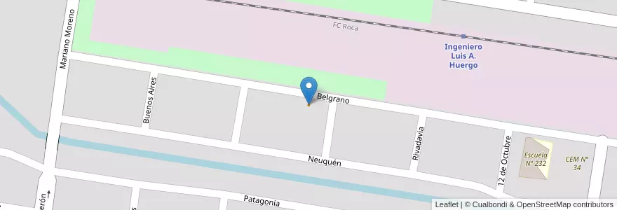 Mapa de ubicacion de Baronne CAFE & BAR en Аргентина, Рио-Негро, Departamento General Roca, Municipio De Ingeniero Huergo, Ingeniero Luis A. Huergo.
