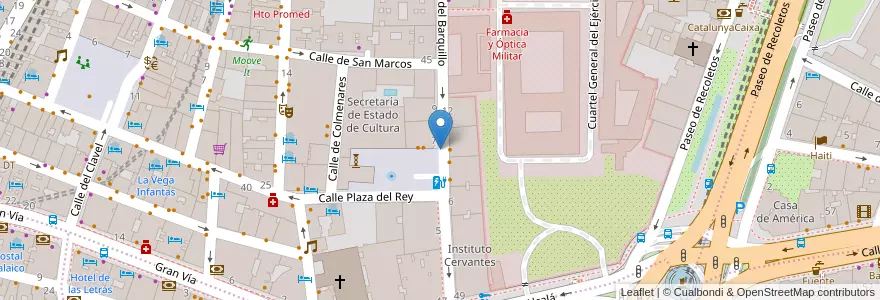 Mapa de ubicacion de BARQUILLO, CALLE, DEL,7 en Spagna, Comunidad De Madrid, Comunidad De Madrid, Área Metropolitana De Madrid Y Corredor Del Henares, Madrid.