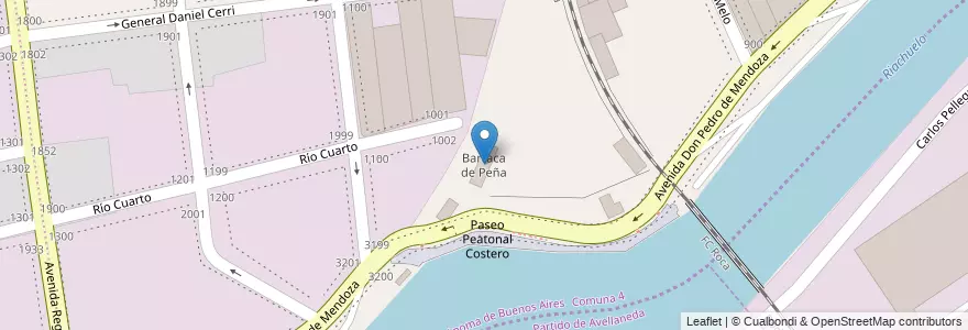 Mapa de ubicacion de Barraca de Peña, Boca en 아르헨티나, Ciudad Autónoma De Buenos Aires, Partido De Avellaneda, 부에노스아이레스.