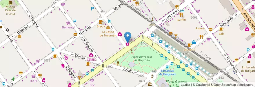 Mapa de ubicacion de Barrancas Center, Belgrano en آرژانتین, Ciudad Autónoma De Buenos Aires, Buenos Aires, Comuna 13.