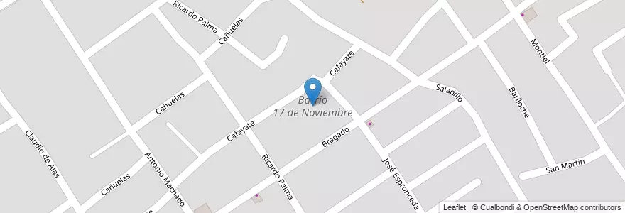 Mapa de ubicacion de Barrio 17 de Noviembre en 아르헨티나, 부에노스아이레스주, Partido De Lomas De Zamora, Ingeniero Budge.