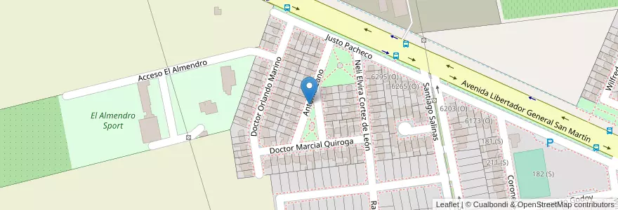 Mapa de ubicacion de Barrio 22 de Noviembre en Аргентина, Сан-Хуан, Чили, Rivadavia.