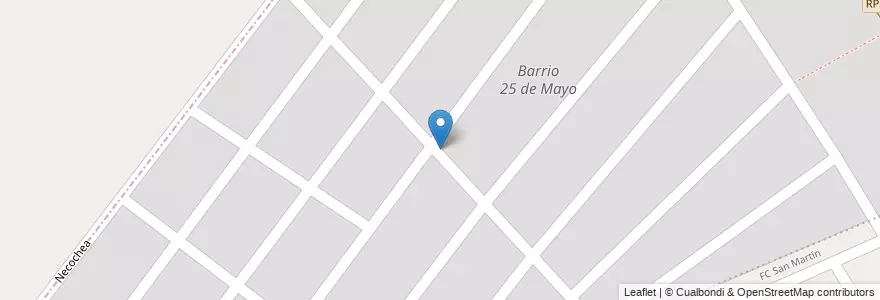 Mapa de ubicacion de Barrio 25 de Mayo en 아르헨티나, 칠레, Mendoza, Departamento Maipú, Distrito Rodeo Del Medio.