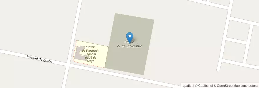 Mapa de ubicacion de Barrio 27 de Diciembre en الأرجنتين, سان خوان, تشيلي, 25 De Mayo.
