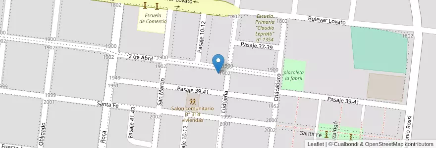 Mapa de ubicacion de Barrio 314 Viviendas en 阿根廷, Santa Fe, Departamento General Obligado, Municipio De Reconquista, Reconquista.