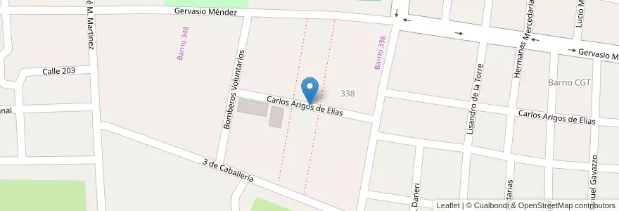 Mapa de ubicacion de Barrio 338 en 阿根廷, 恩特雷里奥斯省, Departamento Gualeguaychú, Gualeguaychú, Gualeguaychú, Distrito Costa Uruguay Sur.