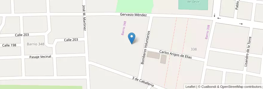 Mapa de ubicacion de Barrio 348 en 아르헨티나, 엔트레리오스주, Departamento Gualeguaychú, Gualeguaychú, Gualeguaychú, Distrito Costa Uruguay Sur.