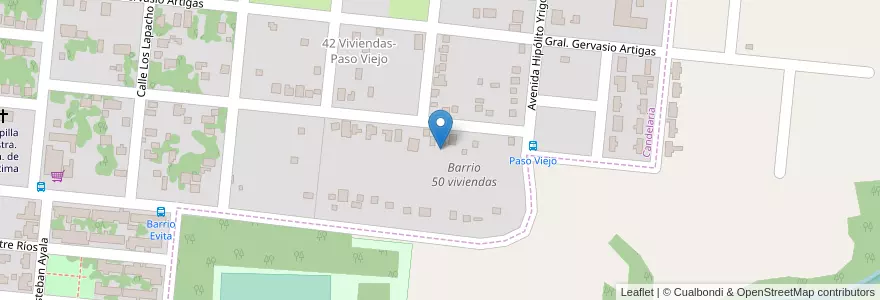 Mapa de ubicacion de Barrio 50 viviendas en アルゼンチン, ミシオネス州, Departamento Candelaria, Municipio De Candelaria, Candelaria.