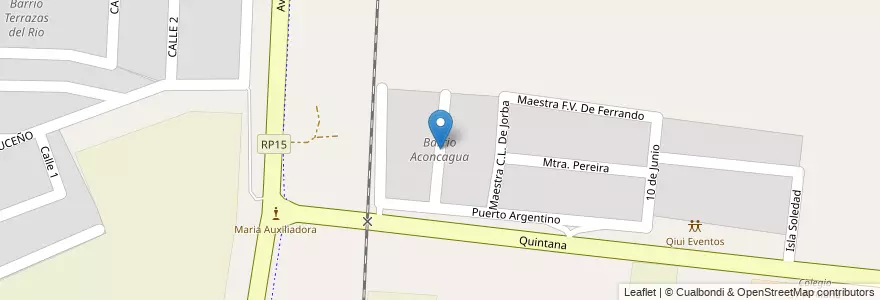 Mapa de ubicacion de Barrio Aconcagua en Arjantin, Şili, Mendoza, Departamento Luján De Cuyo, Distrito Perdriel.