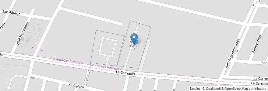 Mapa de ubicacion de Barrio Alcotan 2 en Argentina, Chile, Mendoza, Godoy Cruz, Distrito Las Tortugas.
