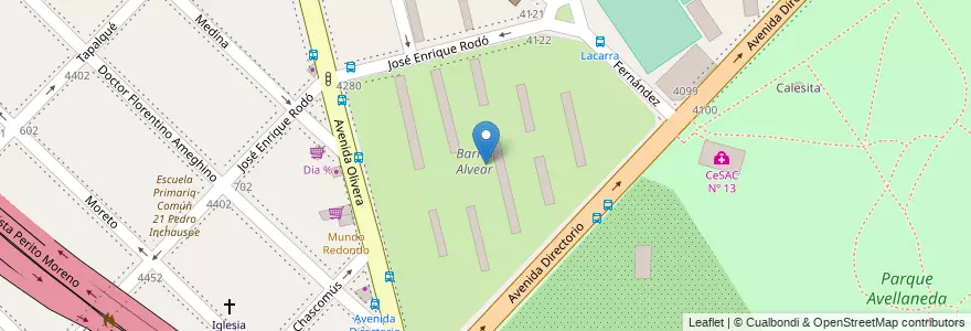 Mapa de ubicacion de Barrio Alvear, Parque Avellaneda en 아르헨티나, Ciudad Autónoma De Buenos Aires, Comuna 9, 부에노스아이레스.