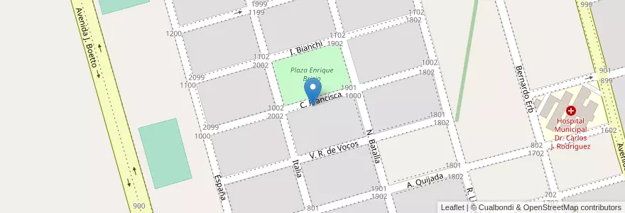 Mapa de ubicacion de Barrio Arcor en Arjantin, Córdoba, Departamento San Justo, Municipio Arroyito, Pedanía Arroyito, Arroyito.