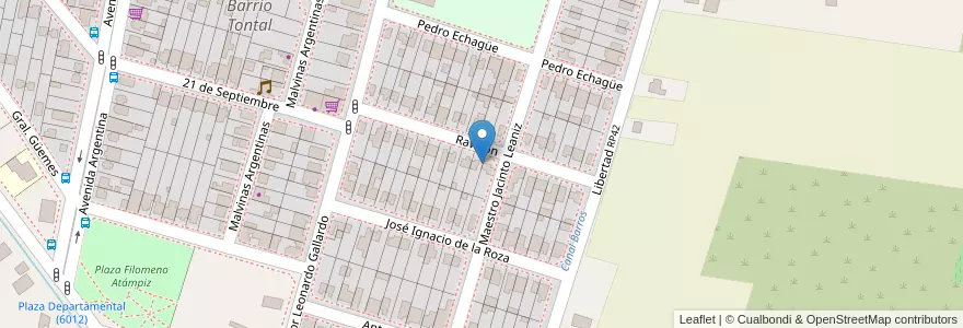 Mapa de ubicacion de Barrio Basilio Nievas en الأرجنتين, سان خوان, تشيلي, Zonda.