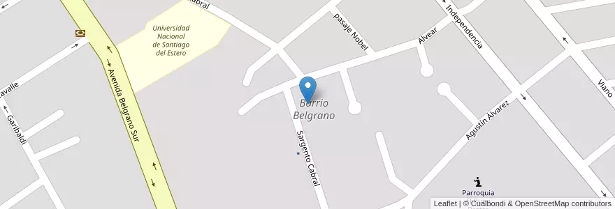 Mapa de ubicacion de Barrio Belgrano en 아르헨티나, Santiago Del Estero, Departamento Capital, Santiago Del Estero.
