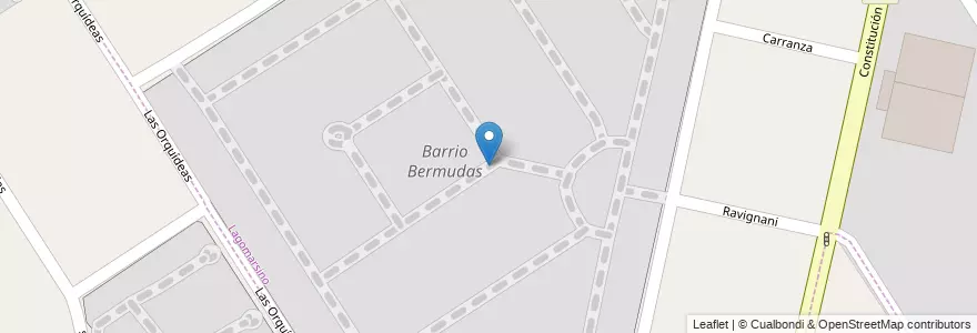 Mapa de ubicacion de Barrio Bermudas en アルゼンチン, ブエノスアイレス州, Partido Del Pilar.