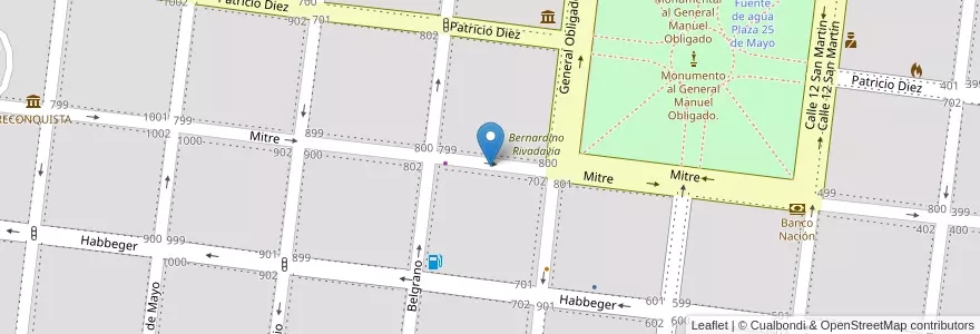 Mapa de ubicacion de Barrio Centro en الأرجنتين, سانتا في, Departamento General Obligado, Municipio De Reconquista, Reconquista.