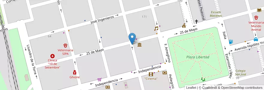 Mapa de ubicacion de Barrio Centro en Arjantin, Santa Fe, Departamento Castellanos, Municipio De Sunchales.