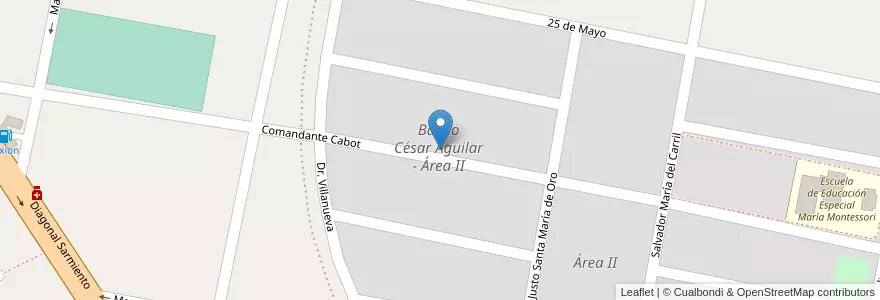 Mapa de ubicacion de Barrio César Aguilar - Área II en Arjantin, San Juan, Şili, Caucete.