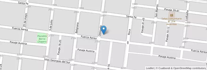 Mapa de ubicacion de Barrio Chapero en 阿根廷, Santa Fe, Departamento General Obligado, Municipio De Reconquista, Reconquista.