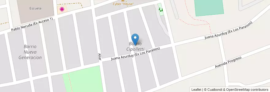 Mapa de ubicacion de Barrio Cipolletti en آرژانتین, شیلی, Mendoza, Departamento Capital, Sección 11ª San Agustín, Ciudad De Mendoza.