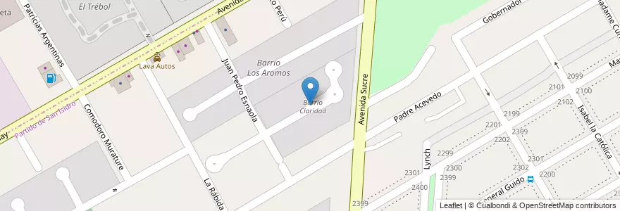 Mapa de ubicacion de Barrio Claridad en Arjantin, Buenos Aires, Partido De San Isidro, Beccar.