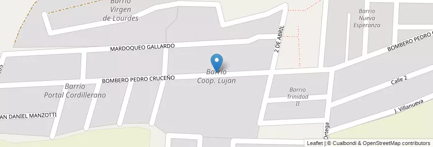 Mapa de ubicacion de Barrio Coop. Lujan en Argentina, Cile, Mendoza, Departamento Luján De Cuyo, Distrito Perdriel.