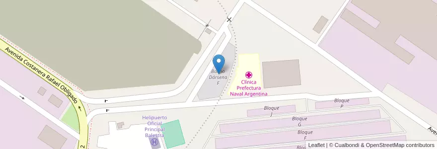 Mapa de ubicacion de Barrio Dársena F, Recoleta en 阿根廷, Ciudad Autónoma De Buenos Aires, 布宜诺斯艾利斯.