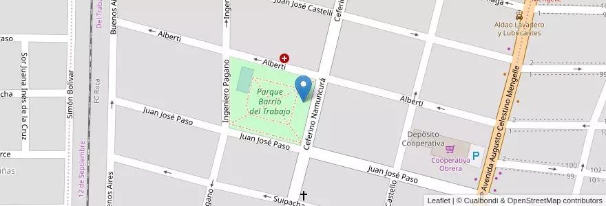 Mapa de ubicacion de Barrio del Trabajo en Argentina, Chile, Río Negro, Cipolletti, Departamento General Roca.