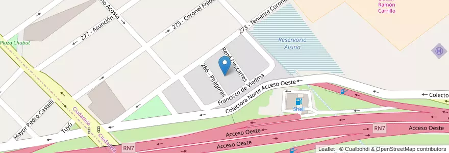 Mapa de ubicacion de Barrio Doctor Ramón Carrillo en Argentina, Buenos Aires, Partido De Tres De Febrero, Ciudadela.